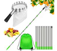 Dreamtop Cueille Fruit Telescopique 4 Metre, Ramasse Pomme Réglable Inoxydable Cueille Pommes, Outil Cueillette Jardin Arbre Poires Pêches