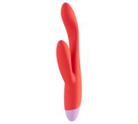 Dreamtoys - Vibromasseur point G avec stimulateur clitoris - silicone rouge