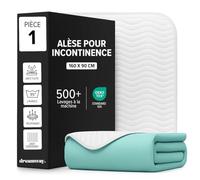 Dreamway Lot de 1 Alèse Imperméable 90 x 160 cm - Protège Matelas Absorbant & Lavable à 95°C - Protection Incontinence pour Bébé, Enfant et Adulte - Certifié Oeko-TEX - Blanc
