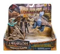 DreamWorks Dragons, Épreuve du Feu, Coffret de jeu Gronckle Catapulte Explosive, Coffret de jeu figurine de dragon avec 3 figurines de Vikings en carton pour les 4 ans et plus