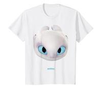DreamWorks Dragons Light Fury Big Face Costume 3D T-Shirt, Enfant, Blanc, 6 Ans