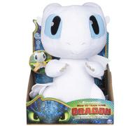 DreamWorks Dragons, Squeeze & Growl Lightfury, Dragon en peluche de 25 cm avec effets sonores, à partir de 4 ans
