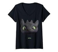 DreamWorks Dragons Toothless Night Fury Big Face Costume 3D T-Shirt avec Col en V