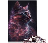 Dreamy Cat 1000 pièces Puzzle Cadeaux Puzzles en Bois Enfants Apprentissage Jouets éducatifs Jeux de Famille Cadeaux d'anniversaire de Noël 19,7 x 29,5 Pouces