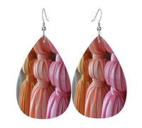 Dreamy curtains Boucles d'oreilles en cuir en forme de larme pour femme - Boucles d'oreilles pendantes légères en PVC avec crochets en argent 925, imprimés double face | Cadeau hypoallergénique