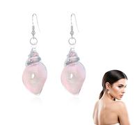 Dreamy Glow Seashell Earrings, Vintage Conch Ear Dangle, Summer Beach Ocean Jewelry Gifts for Women (pink)