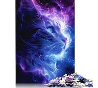 Dreamy Glowing Cosmic Cat Puzzle 1000 Pieces Cadeau Unique Jeu Éducatif Défi Jouet À De Qualité Supérieure Peinture Art pour Adultes Enfants 1000pcs (40x28cm)