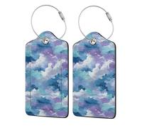 Dreamy Lavender Fields Lot de 2 étiquettes de bagage en cuir avec rabat d'intimité et boucle en métal pour homme et femme