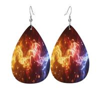 Dreamy Lightning Boucles d'oreilles en cuir en forme de larme pour femme - Boucles d'oreilles pendantes légères en PVC avec crochets en argent 925, imprimés double face | Cadeau hypoallergénique