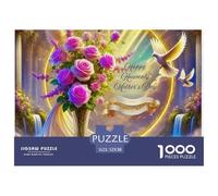 Dreamy Mountain, Flower Sea and Flying Birds Night Scene Matériau Durable Pièces Faciles À Assembler, Parfaites pour Se Détendre Et Profiter De Moments Calmes 52x38cm/1000pcs
