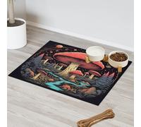 Dreamy Mushroom Forest Tapis d'alimentation pour chat et chien Tapis d'alimentation pour animal domestique Tapis d'alimentation absorbant Nti-Slip Contain Spills Protège les sols Set de table 30,4 x