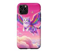 Dreamy Pink Sky Flying Rainbow Ailes Chat Accessoire Fantaisie Coque pour iPhone 11 Pro