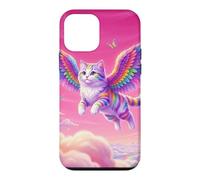 Dreamy Pink Sky Flying Rainbow Ailes Chat Accessoire Fantaisie Coque pour iPhone 12 Mini