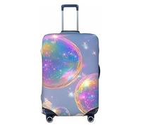 Dreamy Rainbow Bubbles and Clouds Housse de protection élastique pour valise de voyage Motif rayures, Noir , M