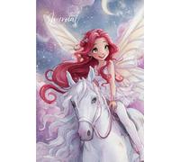 Dreamy Red-Haired Fairy Journal - Magical Angelic Art with Crescent Moon & Stars: A whimsical pastel watercolor notebook featuring a smiling fairy ... art inspiration, and creative writing.