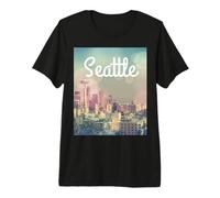 Dreamy Seattle Skyline and Space Needle T-Shirt Haut de Gamme