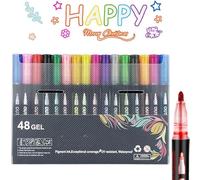 Dreamy Sparkle Dual-Line Contour Pen - Quick-Dry Double Line Outline Markers with Metallic Ink, 8/12/24/36/48 Color Sets for Scrapbooking, Card Making, Doodling & DIY Crafts (48Pcs)