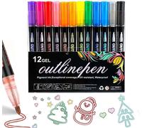 Dreamy Sparkle Lot De 12 Stylos À Double Ligne Pour Contouring, Graffiti, Stylos Pinceaux À Double Pointe, Marqueurs De Peinture Vibrants, Marqueurs De Dessin Pour Enfants, Feutres De Colori[Z4598]