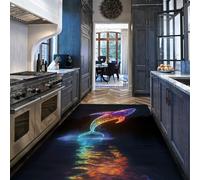 Dreamy Style 160x200cm Machine lavable tapis For salon Girl Boys chambre bebe Night Time Sea Scenery antiderapant Backing carpette Colorful and Cute Whale motif descente de lit moderne Animal