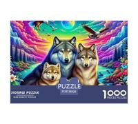 Dreamy Wolf Pack and Rainbow Mountains Surface Lisse Excellent Cadeau-Loisir, Parfait pour Les Adultes, Adolescents Et Amateurs De Puzzles 38x26cm/1000pcs