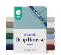 Dreamzie Drap Housse 100x200 Bonnet 35 cm pour Matelas Épais - 100% Microfibre - Aqua, Certifié sans Produits Chimiques (Oeko TEX), Drap Housse avec Élastique Complet