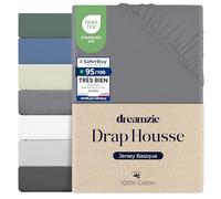 Dreamzie Drap Housse 100x200 Coton, Jersey Extensible, Bonnet 25 cm, Adapté aux Matelas Jusqu’à 22 cm, Certifié Oeko-Tex, Hypoallergénique - Anthracite