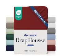 Dreamzie - Drap Housse 120x190/200cm - Bordeaux - Grand Bonnet 35cm