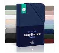 Dreamzie - Drap Housse 120x200 Bonnet 35 cm | Microfibre Ultra Douce - Matelas Épais - Oeko-Tex | Confort, Respirabilité, Entretien Facile - Bleu foncé