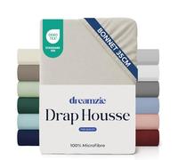 Dreamzie Drap Housse 120x200 Bonnet 35 cm pour Matelas Épais - 100% Microfibre - Beige, Certifié sans Produits Chimiques (Oeko TEX), Drap Housse avec Élastique Complet