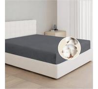 Dreamzie Drap Housse 140x190 / 140x200 Coton, Jersey Extensible, Bonnet 25 cm, Adapté aux Matelas Jusqu’à 22 cm, Certifié Oeko-Tex, Hypoallergénique - Gris Foncé