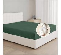 Dreamzie Drap Housse 140x190 / 140x200 Coton, Jersey Extensible, Bonnet 25 cm, Adapté aux Matelas Jusqu’à 22 cm, Certifié Oeko-Tex, Hypoallergénique - Vert Canard