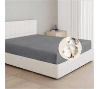 Dreamzie Drap Housse 140x190 / 140x200 Coton, Jersey Extensible, Bonnet 25 cm, Adapté aux Matelas Jusqu’à 22 cm, Certifié Oeko-Tex, Hypoallergénique - Anthracite