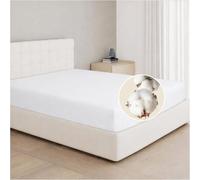 Dreamzie Drap Housse 140x190 / 140x200 Coton, Jersey Extensible, Bonnet 25 cm, Adapté aux Matelas Jusqu’à 22 cm, Certifié Oeko-Tex, Hypoallergénique - Blanc