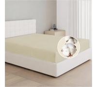 Dreamzie Drap Housse 140x190 / 140x200 Coton, Jersey Extensible, Bonnet 25 cm, Adapté aux Matelas Jusqu’à 22 cm, Certifié Oeko-Tex, Hypoallergénique - Beige