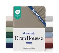 Dreamzie Drap Housse 140x190/200 Bonnet 35 cm pour Matelas Épais - 100% Microfibre - Lin, Certifié sans Produits Chimiques (Oeko TEX), Drap Housse avec Élastique Complet