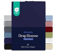 Dreamzie Drap Housse 140x200 cm, Jersey 100% Coton Premium, Hauteur De Matelas Jusqu'à 22 cm, Hypoallergénique, Oeko-Tex, Bleu Foncé