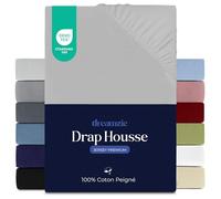 Dreamzie Drap Housse 140x190/200 cm, Jersey 100% Coton Premium, Hauteur De Matelas Jusqu'à 22 cm, Hypoallergénique, Oeko-Tex, Gris