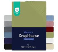 Dreamzie Drap Housse 140x190/200 cm, Jersey 100% Coton Premium, Hauteur De Matelas Jusqu'à 22 cm, Hypoallergénique, Oeko-Tex, Anis