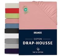 Dreamzie - Drap Housse 140x190/200 - Rose - 100% Jersey Coton Certifié Oeko Tex - Drap-Housse 140x190/200