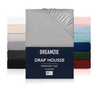Dreamzie Drap Housse 140x190/200 cm pour Matelas Épais jusqu'à 33 cm - 100% Polyester Microfibre - Gris Certifié sans Produits Chimiques (Oeko TEX), Drap Housse avec Élastique Complet
