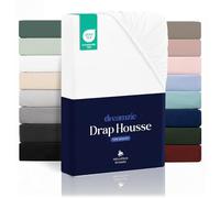 Dreamzie Drap Housse 140x190/200 cm pour Matelas Épais jusqu'à 33 cm - 100% Polyester Microfibre - Blanc Certifié sans Produits Chimiques (Oeko TEX), Drap Housse avec Élastique Complet