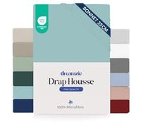 Dreamzie Drap Housse 150x190/200 Bonnet 35 cm pour Matelas Épais - 100% Microfibre - Aqua, Certifié sans Produits Chimiques (Oeko TEX), Drap Housse avec Élastique Complet
