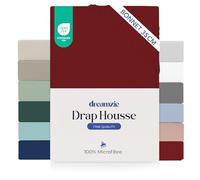 Dreamzie Drap Housse 150x190/200 Bonnet 35 cm pour Matelas Épais - 100% Microfibre - Bordeaux, Certifié sans Produits Chimiques (Oeko TEX), Drap Housse avec Élastique Complet