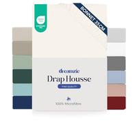 Dreamzie Drap Housse 160 x 200 Bonnet 35 cm pour Matelas Épais - 100% Microfibre - Blanc cassé, Certifié sans Produits Chimiques (Oeko TEX), Drap Housse avec Élastique Complet
