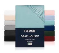 Dreamzie Drap Housse 160x200 cmpour Matelas Épais jusqu'à 33 cm - 100% Polyester Microfibre - Aqua Certifié sans Produits Chimiques (Oeko TEX), Drap Housse avec Élastique Complet