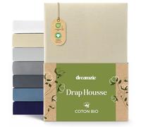 Dreamzie - Drap Housse 180/200x200 cm - 100% Coton Bio - Hypoallergénique