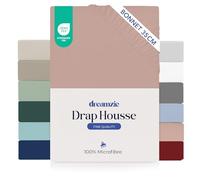 Dreamzie Drap Housse 180 x 200 Bonnet 35 cm pour Matelas Épais - 100% Microfibre - Rose Clair, Certifié sans Produits Chimiques (Oeko TEX), Drap Housse avec Élastique Complet