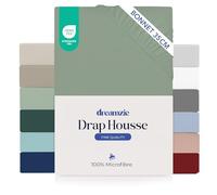 Dreamzie Drap Housse 180 x 200 Bonnet 35 cm pour Matelas Épais - 100% Microfibre - Vert Clair, Certifié sans Produits Chimiques (Oeko TEX), Drap Housse avec Élastique Complet