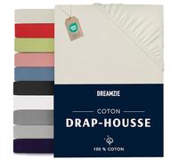 Dreamzie - Drap Housse 180x200 - Beige - 100% Jersey Coton Certifié Oeko Tex - Drap-Housse 180x200 cm