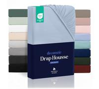 Dreamzie Drap Housse 180x200 cmpour Matelas Épais jusqu'à 33 cm - 100% Polyester Microfibre - Bleu Certifié sans Produits Chimiques (Oeko TEX), Drap Housse avec Élastique Complet